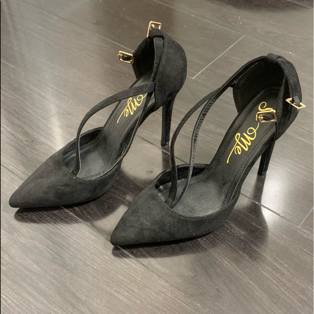 black suede heels